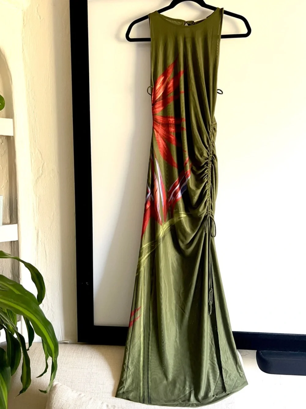 FARM Rio Dark Green Strelitzia Maxi Mesh Cover-up Beachwear Dress Size Small NWT
